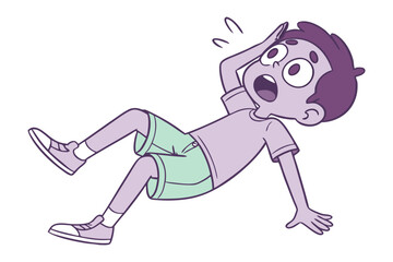 Oops! A boy experiences a moment of surprise. A cartoon illustration showcasing the moment of surprise, illustrating a boy's shock.