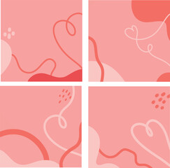 Abstract pink Geometric and Organic Shape Backgrounds in blue Colors, Modern Minimalist Abstract Patterns Set for Creative Design, Colorful Abstract Fluid Shapes Collection for Backgrounds