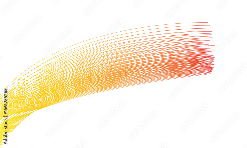 Poster abstract flowing lines with yellow to red gradient isolated on white background