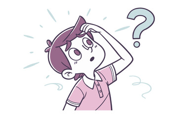 Moment of Wonder: An illustration captures a moment of curious thought, showcasing a young individual's wonderment at a question, offering a playful peek into their inner curiosity.