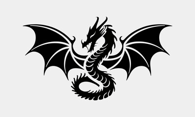 Black Dragon Design and Stylized Wings