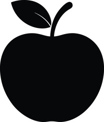 Black silhouette of an apple with leaf