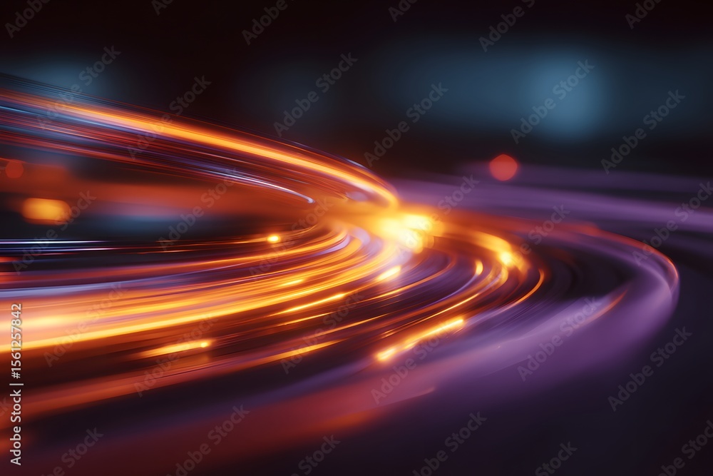 Poster abstract background with colorful, glowing light streaks and lines moving rapidly in perspective, re