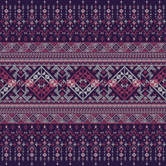 Rich pixel art pattern in dark tones with diamond tribal formations and intricate ornamental lines. Great for ethnic-inspired digital or print design.