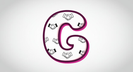 Letter G with Handshake Pattern Collaboration, Partnership, and Teamwork Iconography