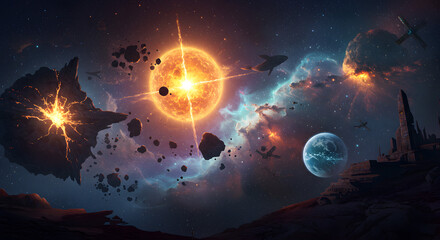 Burning planet in the space