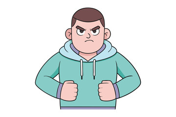 Angry Young Man: A vibrant illustration captures a young man in a state of anger and frustration, his facial expression and body language expressing intense emotion and defiance.