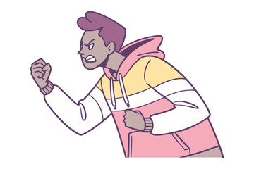 Animated Anger: An emotion-filled illustration portraying a character consumed by rage, showcasing clenched fists and a fierce expression of frustration and fury.