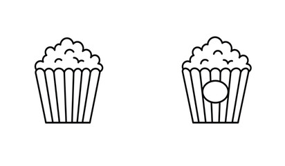 Popcorn black and white flat vector icon design. Popcorn basket symbol and clip art