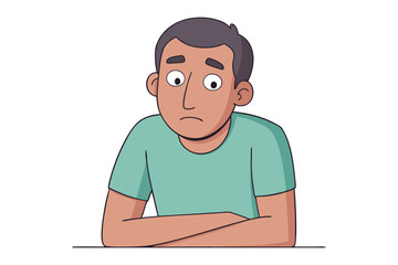   A Moment of Melancholy: An illustration of a pensive individual, head bowed in a quiet moment of reflection, portraying introspection and subdued emotions.