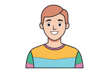 Smiling Man in Digital Form: A simple illustration of a friendly looking man smiling cheerfully, embodying positivity and approachability.
