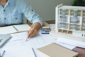 Architecture drawing on architectural Creative project business architecture building...