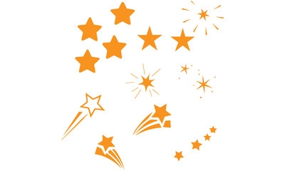 Icon Set of Sparkles and Stars on White Background