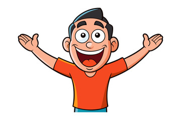 Excited Man with Open Arms: A vibrant illustration of a man with open arms, radiating excitement and joy. The man's inviting pose embodies a sense of enthusiasm and positivity. 