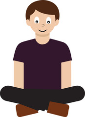 Happy Boy Sitting Cross-Legged