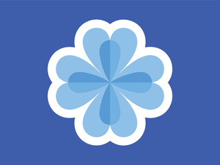 Fototapeta premium Simple Flat Design Four Leaf Clover Icon with White Outline Border