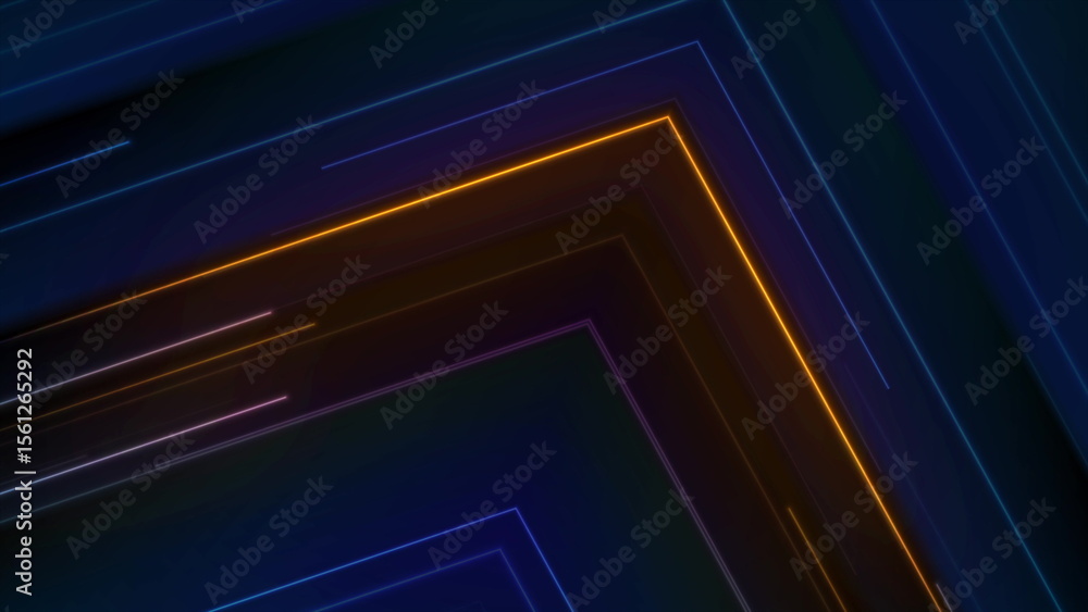Poster Retro tech abstract colorful background with neon laser arrows