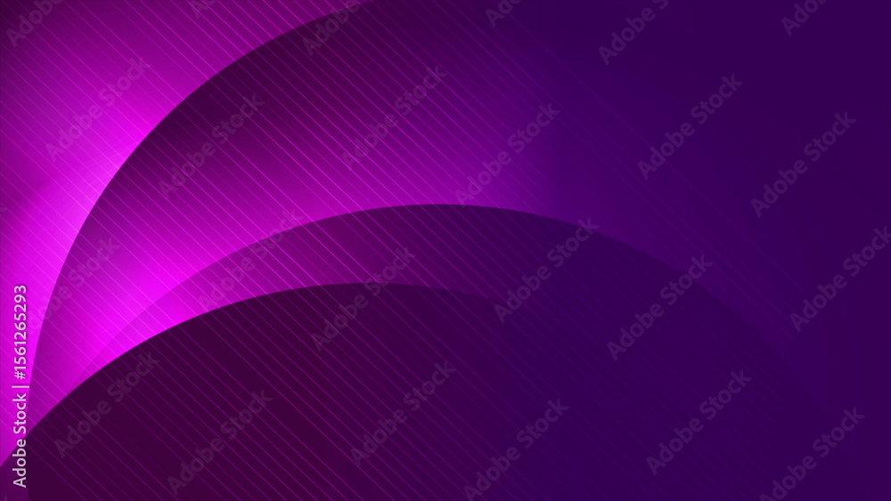 Poster Purple glowing neon waves with minimal lines abstract background