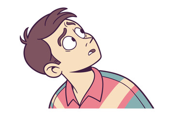 Cartoonish Portrait: This captivating cartoon portrait portrays a young man's face as he looks towards an uncertain future, expressing a combination of confusion and curiosity.