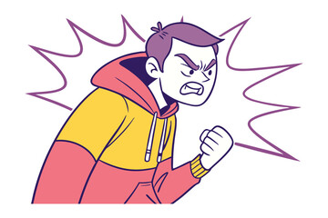 Furious Expression: A vividly drawn illustration of an enraged person, showcasing an explosion of emotion through expressive visual elements. 