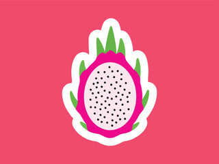 Playful Graphic Dragon Fruit Sticker with Bold Colors and Cute Style
