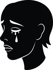 Sad Crying Face Silhouette Illustration