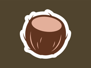 Simple Flat Style Illustration of a Coconut Tropical Fruit Food