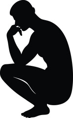 Deep Thinking Pose Silhouette Art