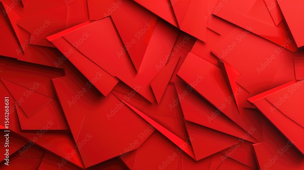 Poster Bold red geometric background with sharp patterns and vibrant tones, suitable for modern design
