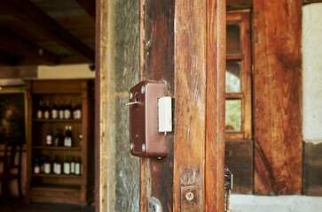 Wooden door with a lock on it