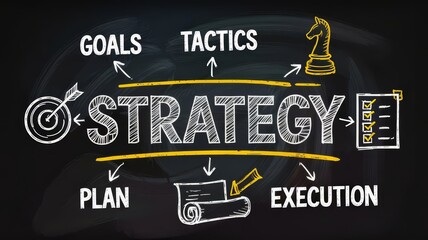 Strategy Concept Representing Planning, Execution, and Competitive Advantage