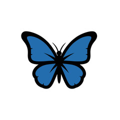 Classic Blue Butterfly Logo, Front View With Extended Wings