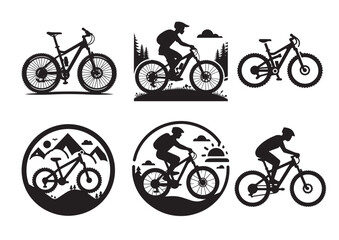 Fototapeta premium Mountain bike bicycle cycle Silhouette Vector Set
