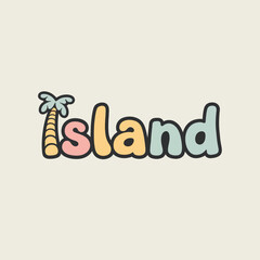 Colorful Palm Tree Island Logo with Tropical Design