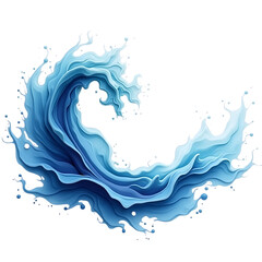 Fototapeta premium An artistic rendering presents a dynamic blue water wave with splashing droplets against a solid black backdrop, creating a visually striking effect, transparent background