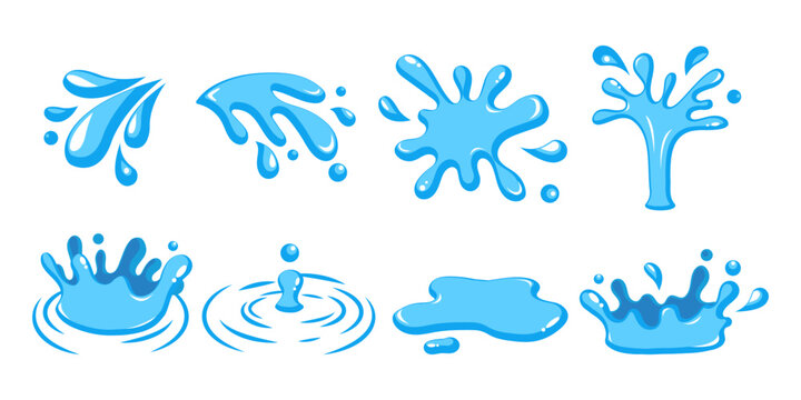 Cartoon style Water Splashes Aqua Motion Set