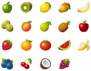 Set of Food fruit Emoji icons