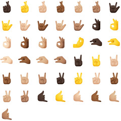 Fototapeta premium Set of Hand fingers partial Emoji icons