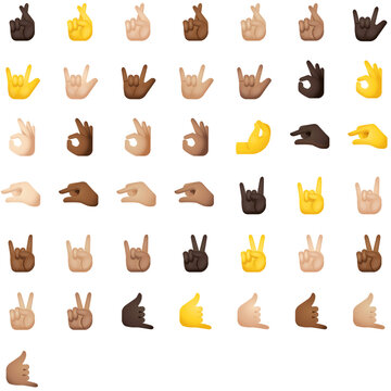 Set of Hand fingers partial Emoji icons