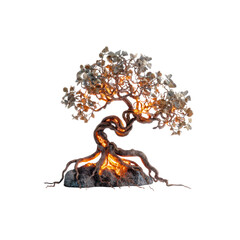 Fototapeta premium Glowing Bonsai Tree Mystical Illuminated Roots and Branches