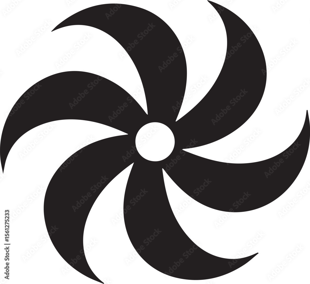 Poster Whimsical Whirlwind A Captivating Six Blade Design with a Central Sphere Radiating Simplicity and Dynamic Flow