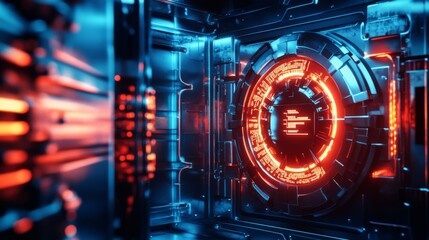 A vibrant futuristic digital landscape emerges within a glowing circuit board. Bright colors and intricate designs capture attention. Explore the future with this captivating image. Generative AI