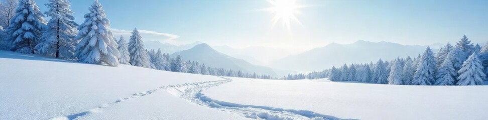 Pristine Untouched Snow Blanket Sparkling Winter Landscape, Serene and Peaceful White Scene