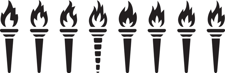Array of Fiery Torches Depicting the Spirit of Competition and Illumination a Symbol of Hope and Perseverance