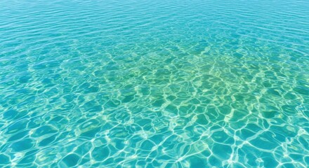 Obraz premium Crystal Clear Turquoise Water Surface with Ripples and Sunlight Patterns