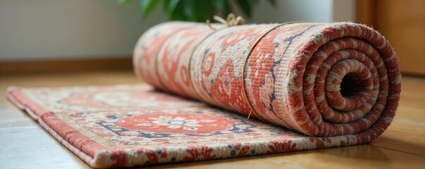 Safely Rolled Carpet Ready for House Move Transport, Showing Careful Packing and Protection for Relocation Services
