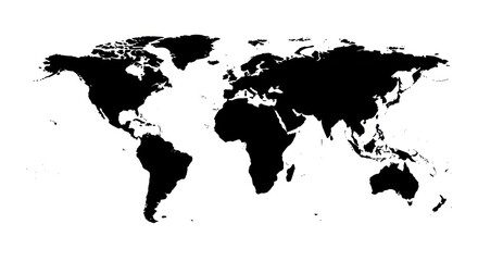 World Map: A Black and White Silhouette of the Globe