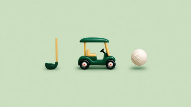 Retro minimalist vector icon set featuring golf elements for design and illustration projects. National Golf Month