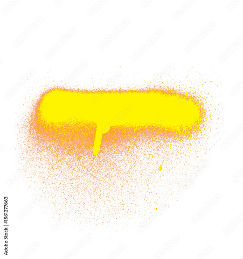 Poster rectangular yellow spray paint stroke with subtle drips on transparent surface a modern design accen