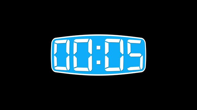 0 to 40 seconds digital timer animation display. Countdown, time-tracking, fitness apps, task management, events and user interface design